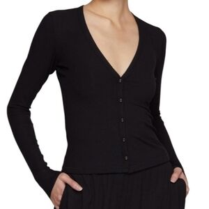 SKIMS Soft Lounge Ribbed Modal Cardigan Onyx Black Stretchy Casual Size XXS